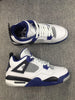 Image of Nike Air Jordan 4 Retro Motosports White Black Blue Basketball Men Size US 7 - 13