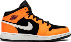 Nike Air Jordan 1 Mid GS Orange Black Shoes Basketball Men Size US 7-13