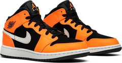 Nike Air Jordan 1 Mid GS Orange Black Shoes Basketball Men Size US 7-13