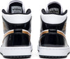 Image of Nike Air Jordan 1 Mid Patent 'Black Gold' Shoes Basketball Men Sale Size US 8, 8.5, 9, 10, 11