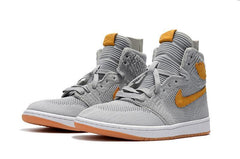 Nike Air Jordan 1 High Retro Flyknit Grey Orange Shoes Basketball Men Size US 7 - 13