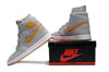 Image of Nike Air Jordan 1 High Retro Flyknit Grey Orange Shoes Basketball Men Size US 7 - 13