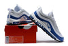 Image of Nike Air Max 97 White Royal Silver Blue Shoes Sale Men Size US 7-11